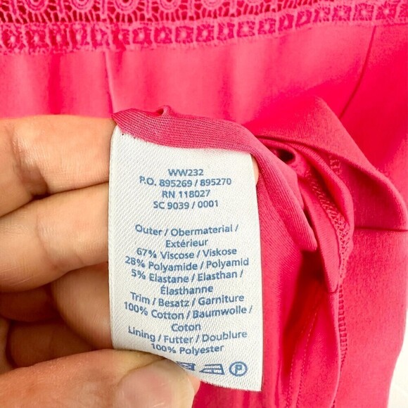 Boden Hera Ponte Knit Embroidered Dress Knee Length Cap Sleeve Coral Size 6 - Picture 8 of 9